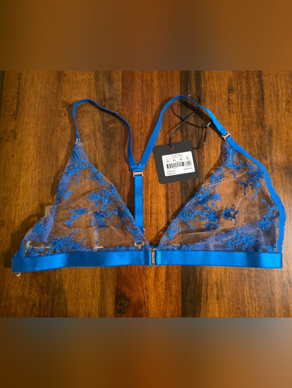 Honey Birdette Laura Bralette Tunis Blue XL NWT - Picture 2 of 4
